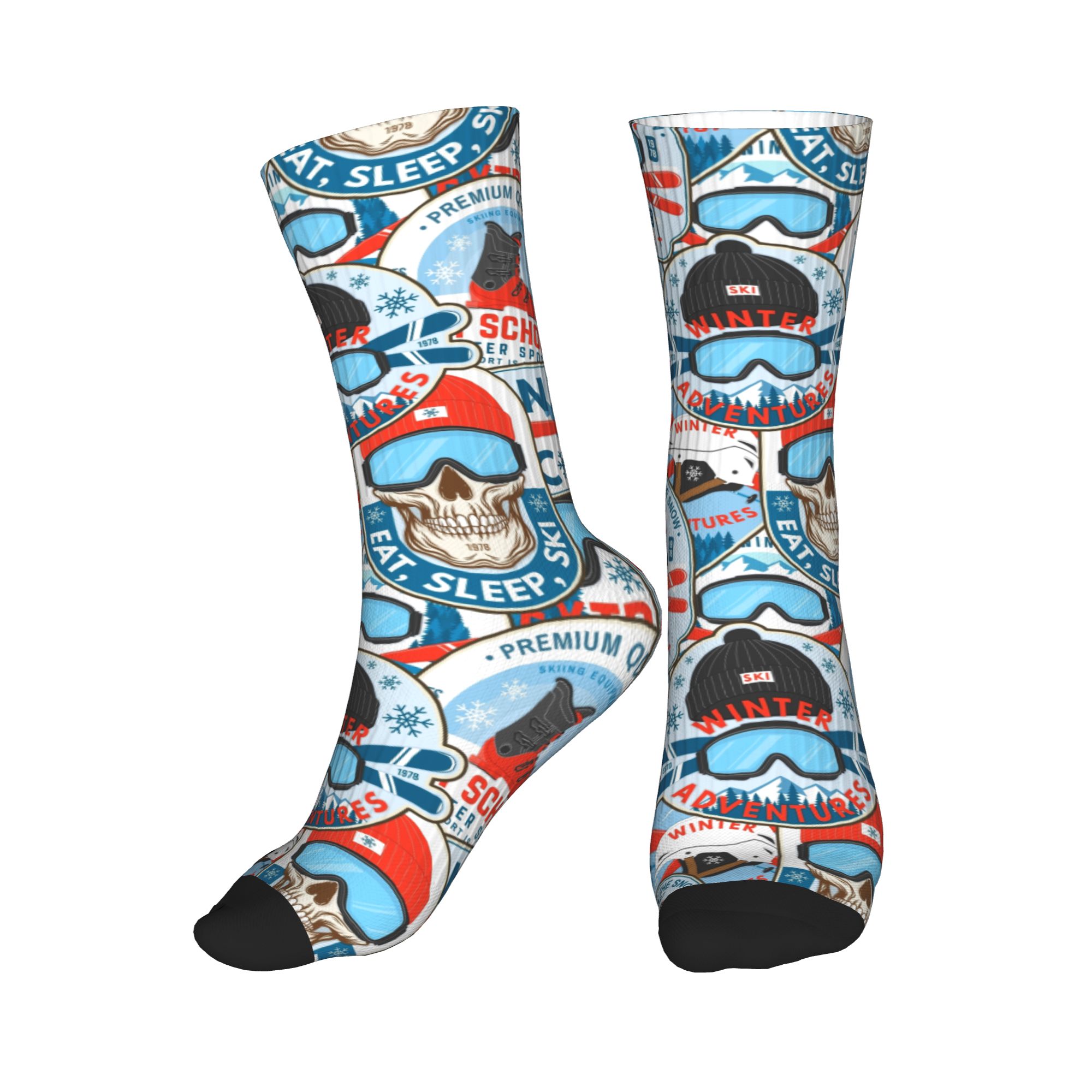 Vintage Fashion Mens - Vintage Red Blue Ski Club Seamless
