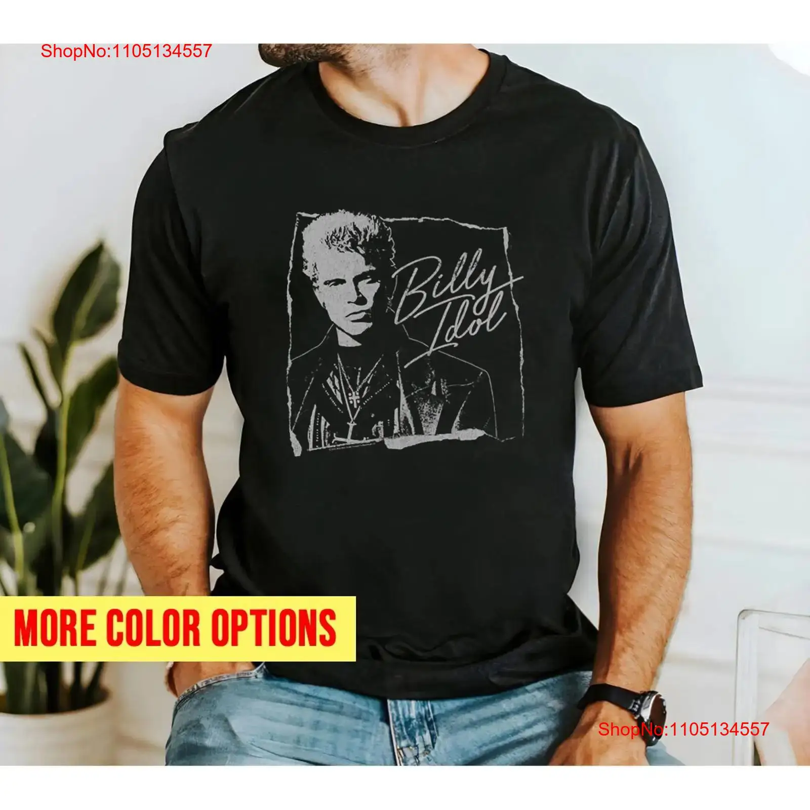 Vintage Fashion Knitwear - Billy Idol Torn and Cursive T