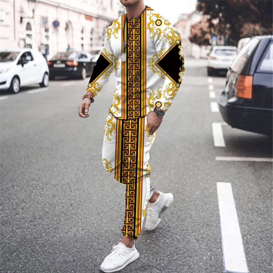 Vintage Fashion Outfits Men - Men's T-Shirts Sets Luxury Vintage Baroque