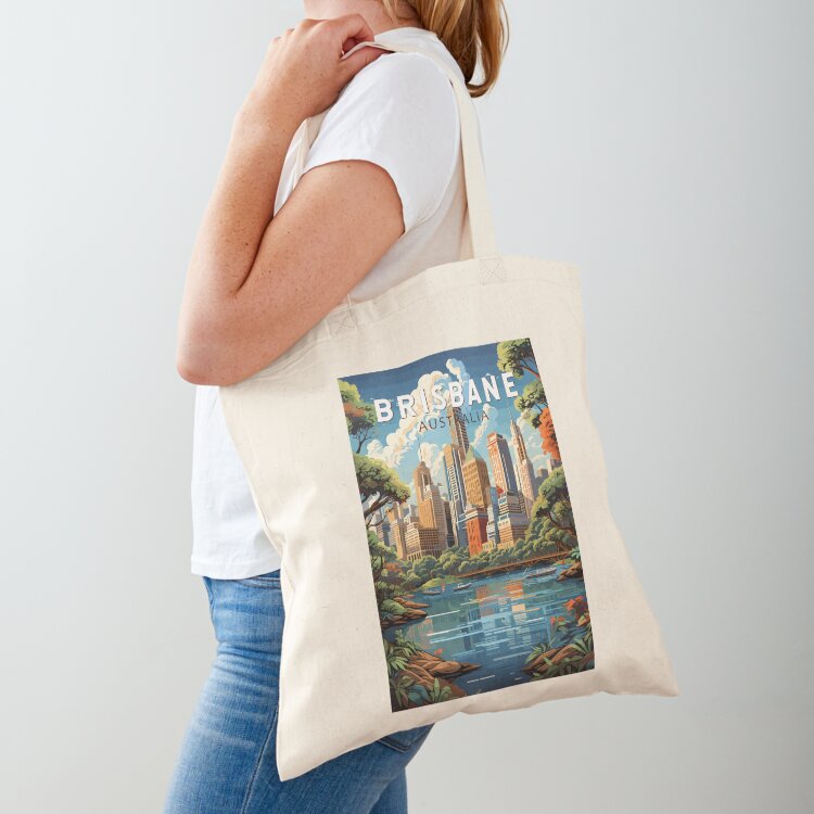 Vintage Fashion Brisbane - Brisbane Australia Travel Art Vintage Tote