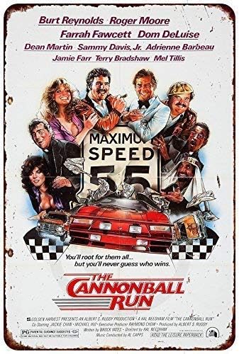 Vintage Fashion Posters - Kexle Tin Sign The Cannonball Run
