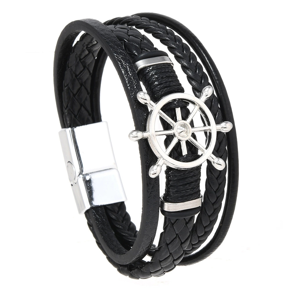 Vintage Fashion Wheel - Vintage Jewelry Multilayer Braided Leather Bracelet
