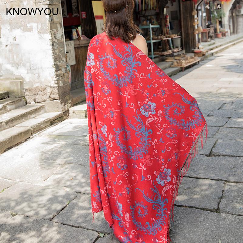 Vintage Fashion Hijab - Big Size Square Scarf Imitation Cashmere