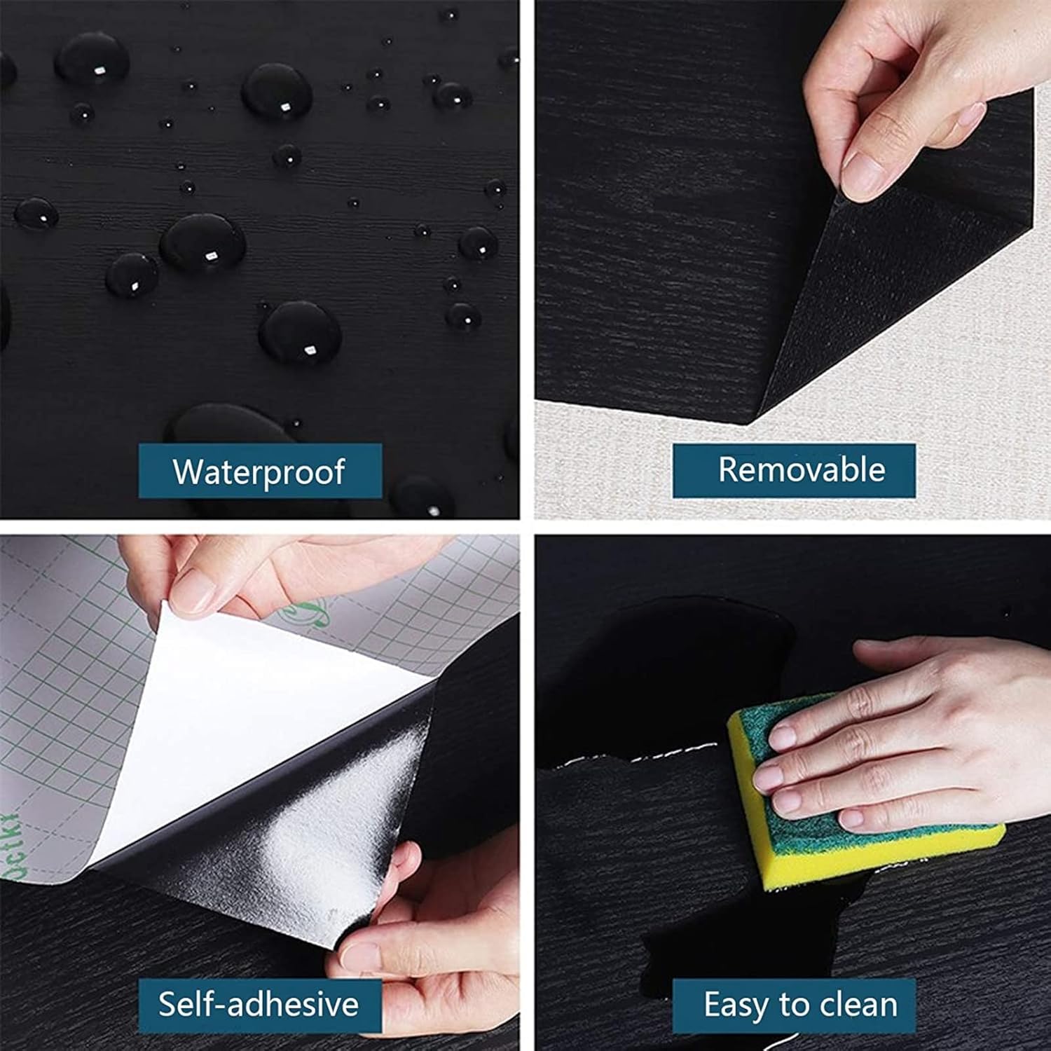 1Roll Black Waterproof Self-Ad - Vintage Fashion Wallpaper 评论和价格