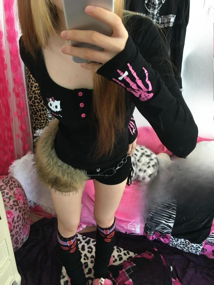 Y2K Vintage Cartoon Print T-Sh - Vintage Fashion Women 评论和价格
