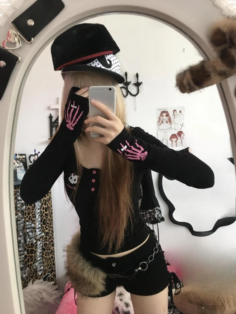 Y2K Vintage Cartoon Print T-Sh - Vintage Fashion Women 评论和价格
