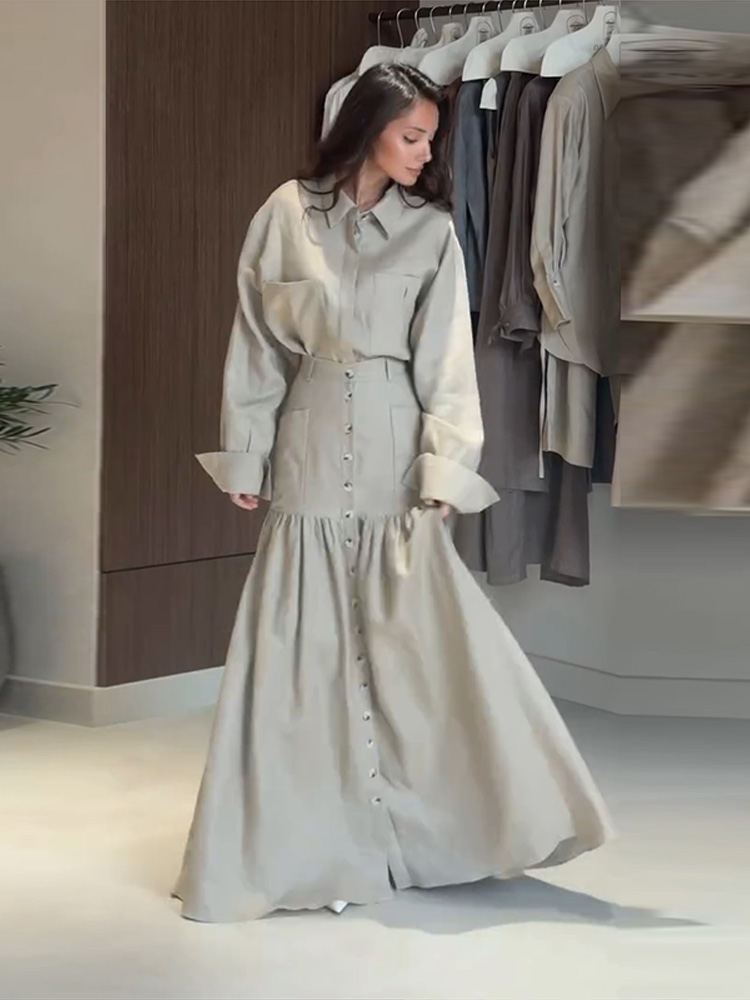 Vintage Solid Shirt Skirt Wome - Vintage Fashion Outfits Men 评论和价格
