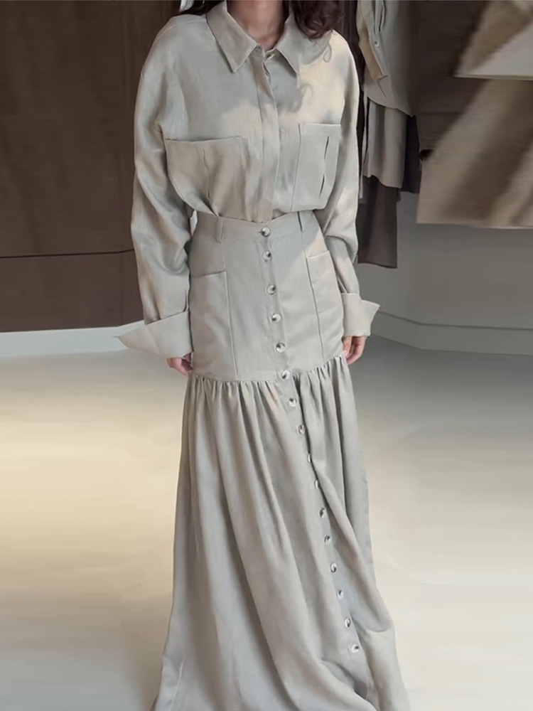 Vintage Solid Shirt Skirt Wome - Vintage Fashion Outfits Men 评论和价格