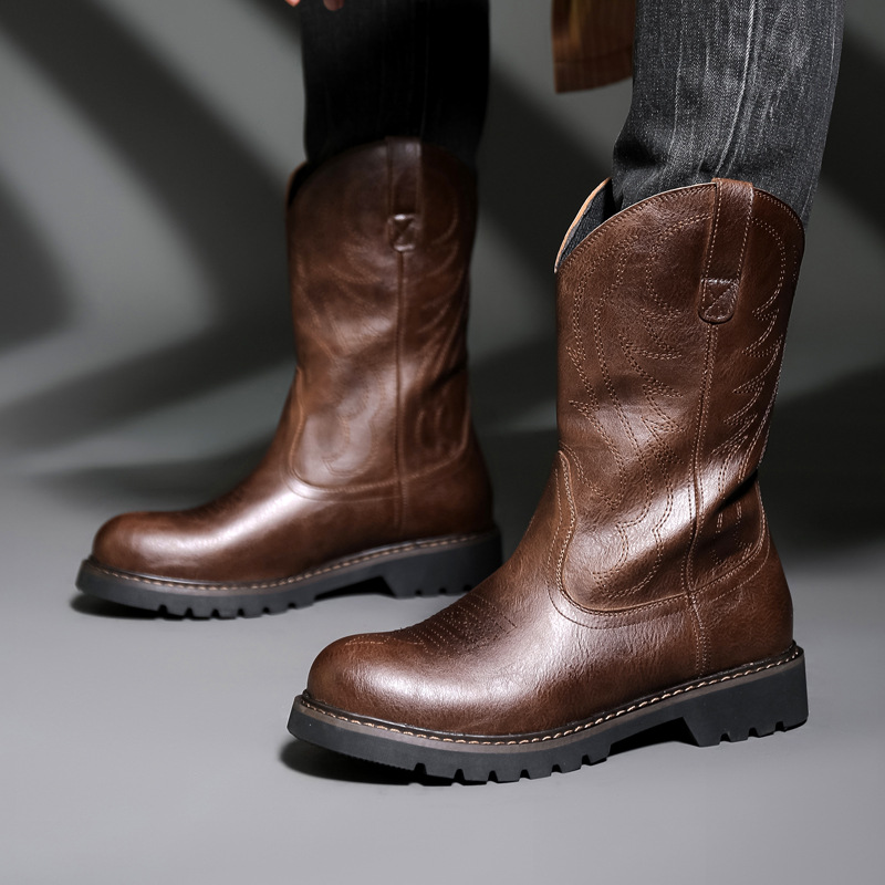 Fashion Mens Cowboy Boots New  - Vintage Fashion Mens 评论和价格
