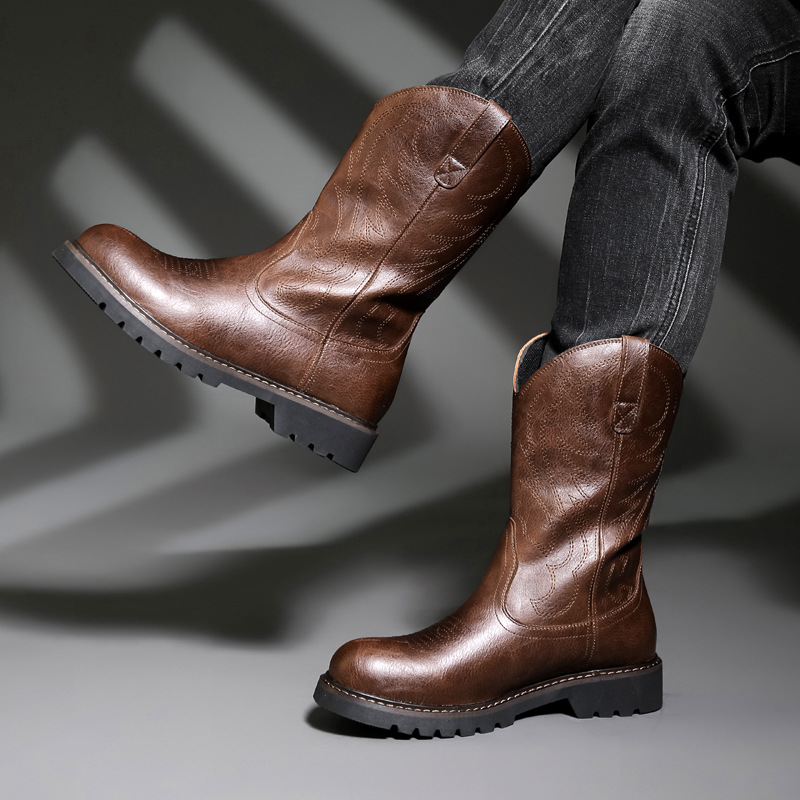 Fashion Mens Cowboy Boots New  - Vintage Fashion Mens 评论和价格