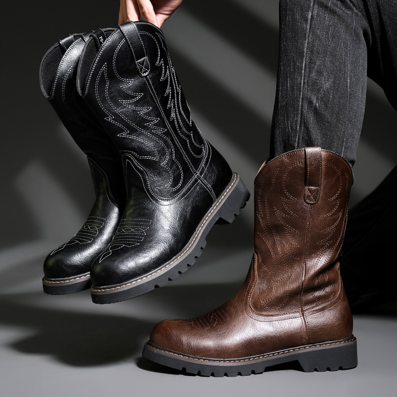 Fashion Mens Cowboy Boots New  - Vintage Fashion Mens 评论和价格
