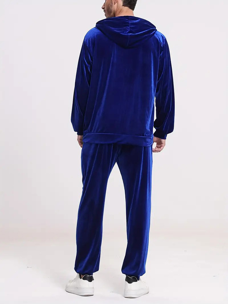 Fashion Solid Color Velvet Two - Vintage Fashion Outfits Men 评论和价格