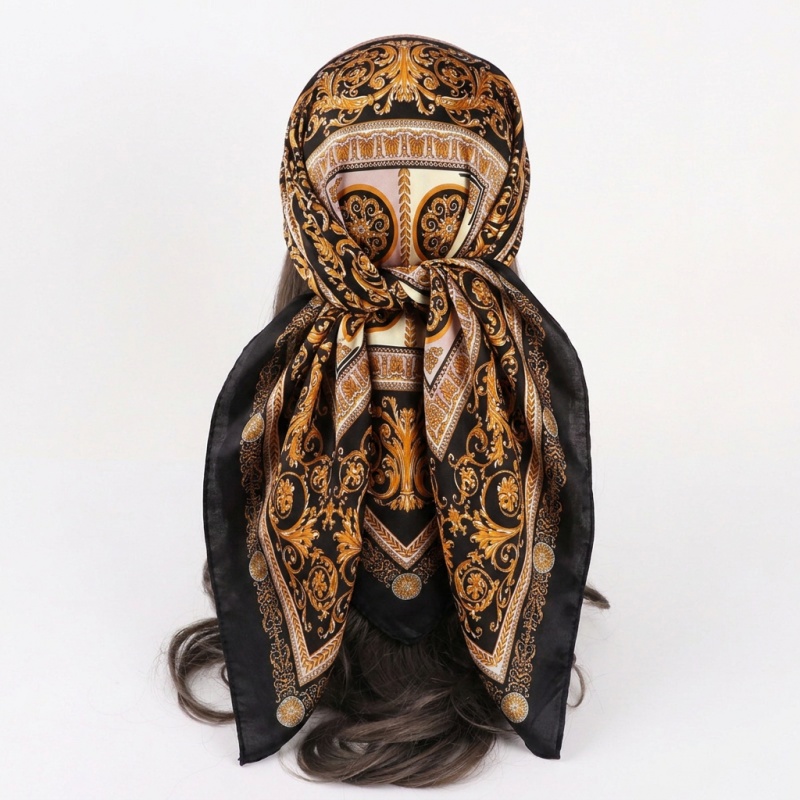Vintage Satin Square Scarf Wom - Vintage Fashion Hijab 评论和价格