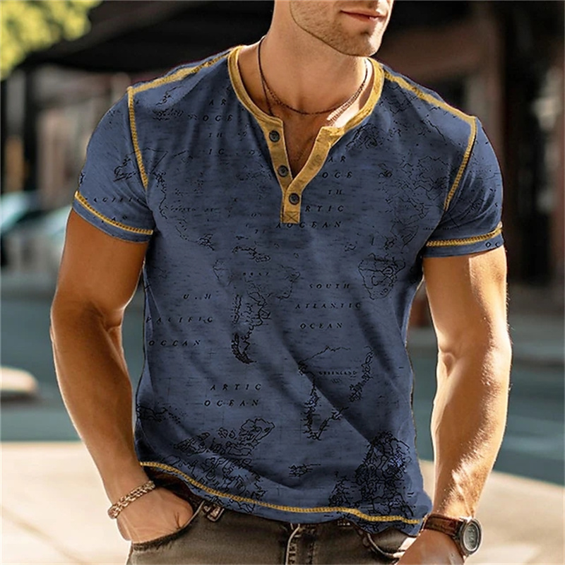 Men's Henry Shirts Funny 3D Pr - Vintage Fashion Mens 评论和价格