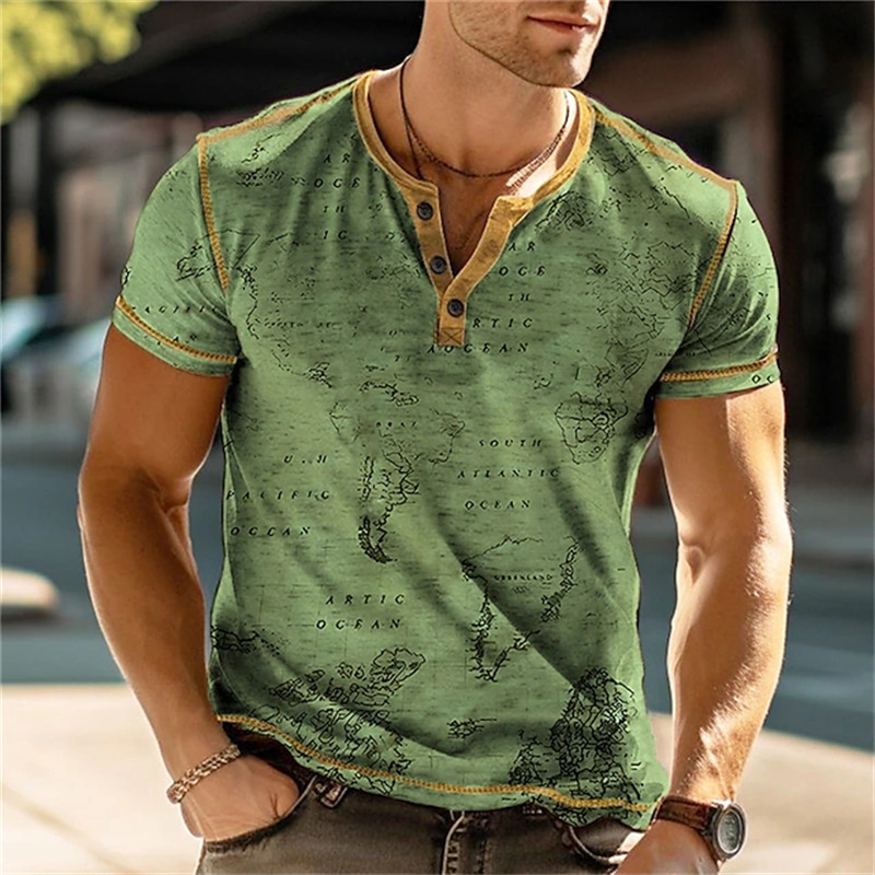 Men's Henry Shirts Funny 3D Pr - Vintage Fashion Mens 评论和价格