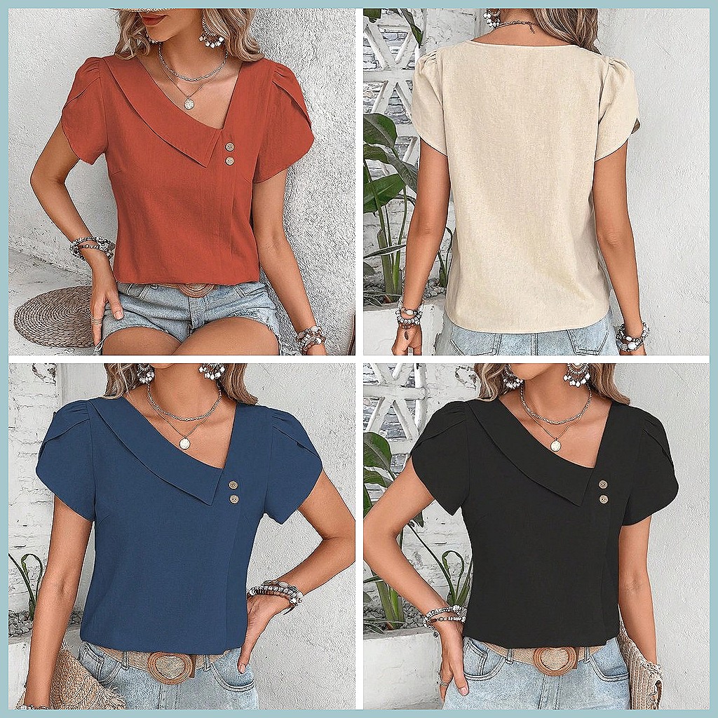 2024 Summer Vintage Solid Colo - Vintage Fashion Women 评论和价格