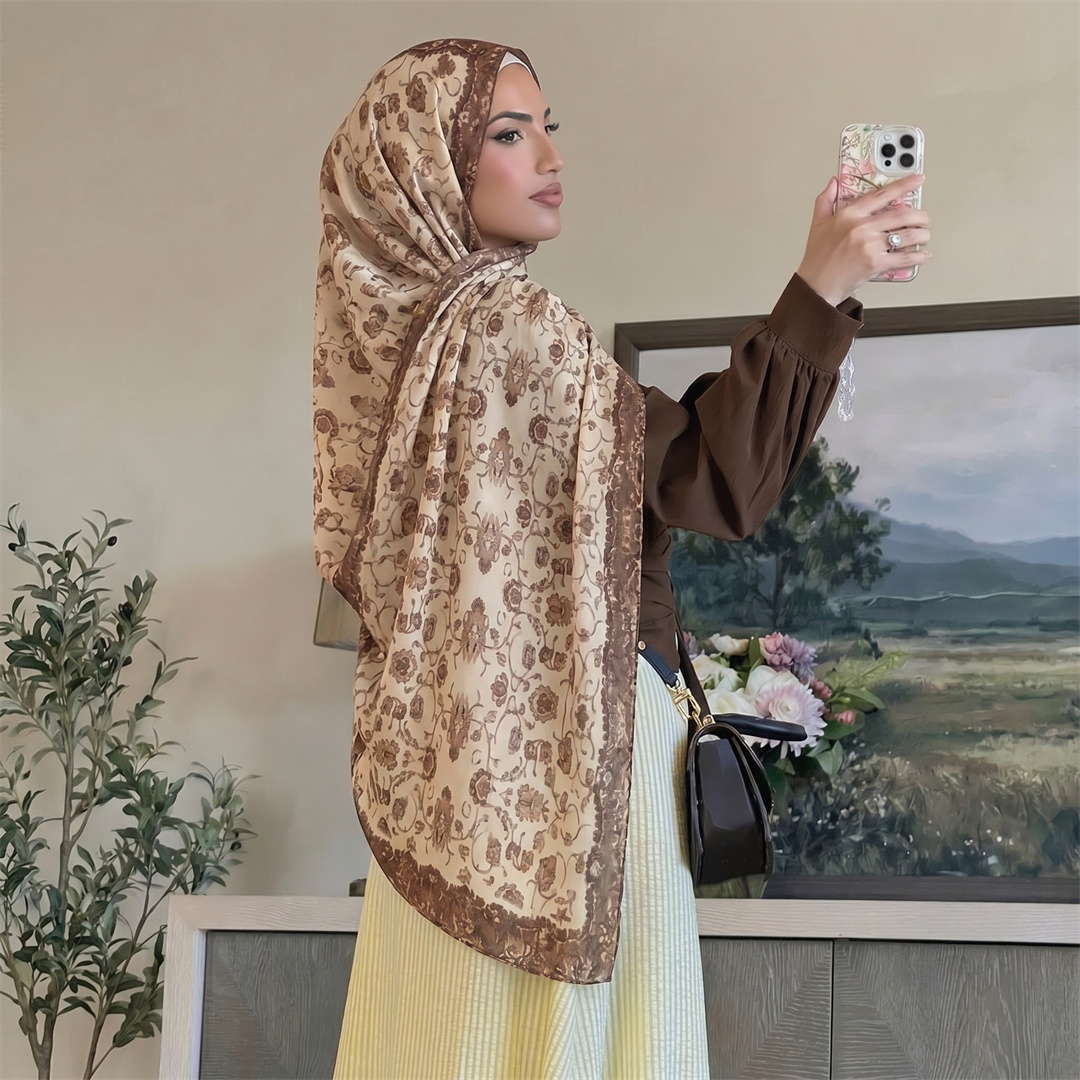 Vintage Floral Print Hijab Sof - Vintage Fashion Women 评论和价格