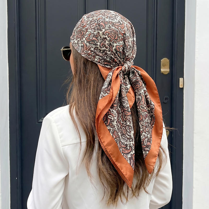 Luxury Satin Square Scarf Vint - Vintage Fashion Hijab 评论和价格