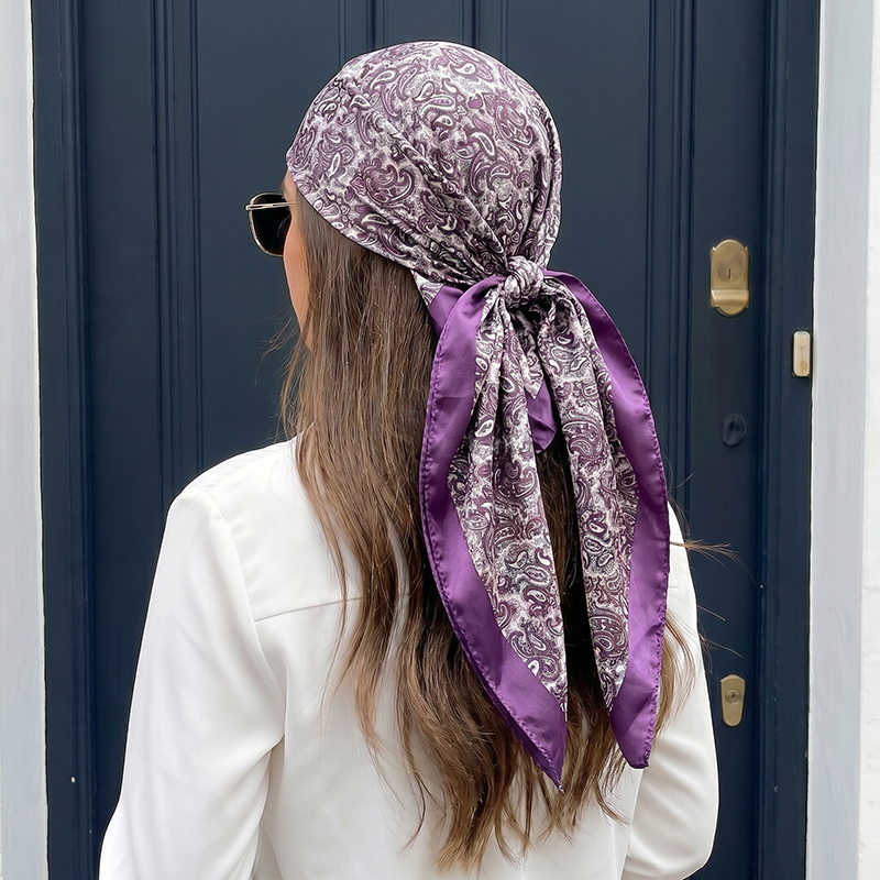 Luxury Satin Square Scarf Vint - Vintage Fashion Hijab 评论和价格